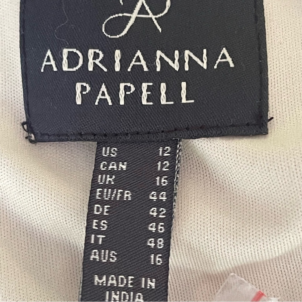 NWT Adrianna Papell White Beaded Sequins Embellished Dress Sheer Sleeves V-Neck - Picture 7 of 16